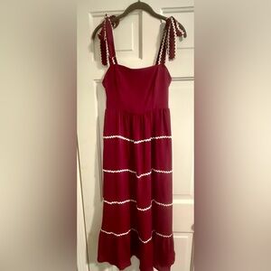 Avara Burgundy Women’s Dress with White Accents